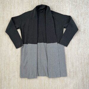 Saks Fifth Avenue Gray Cotton Cardigan Knit Top L